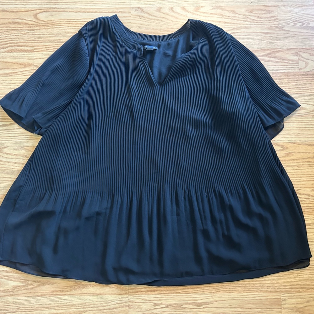 Ann Taylor Navy Pleated Blouse